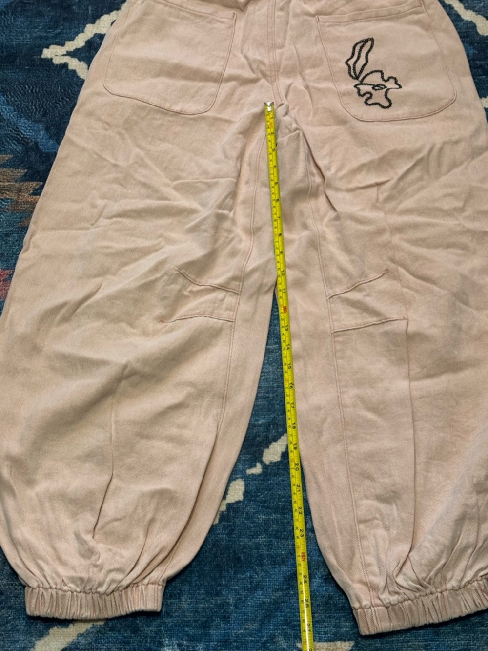 POL Peach Pants with Black Embroidered Floral Detail - Picture 13 of 17